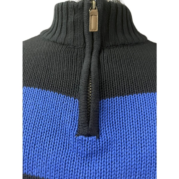 Chaps Cotton Sweater, navy blue white stripe - Picture 2 of 6